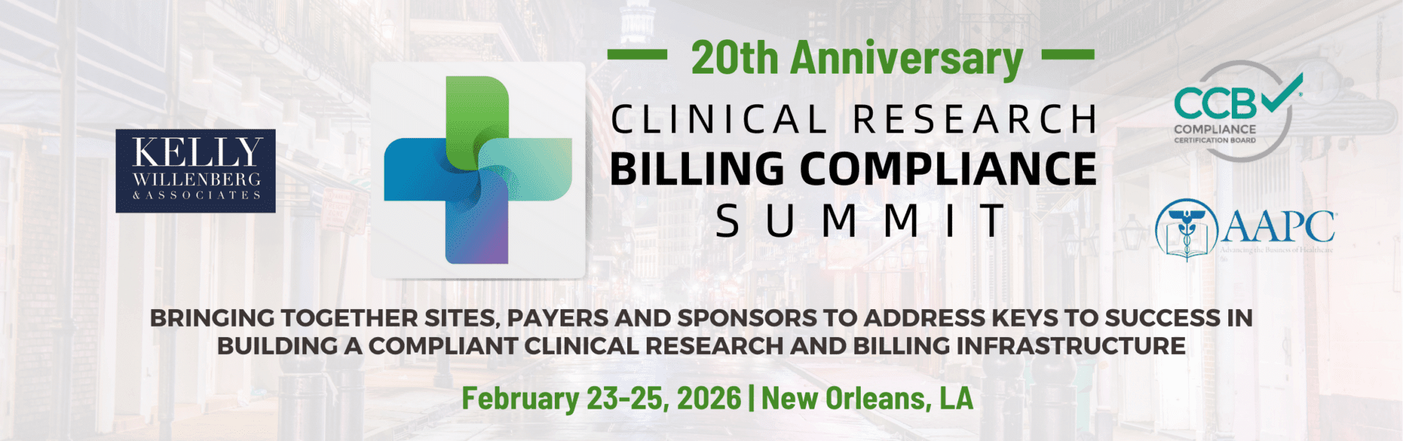112W26-Mobile-Hero Hero banner of Clinical Research Billing and Compliance Summit, Bring together Sites, Payer and Sponsors to Address Keys to Success in Building a Solid Clinical Research and Billing Infrastructure, February 24-26, 2025. Wyndham Lake Buena Vista in Orlando, FL