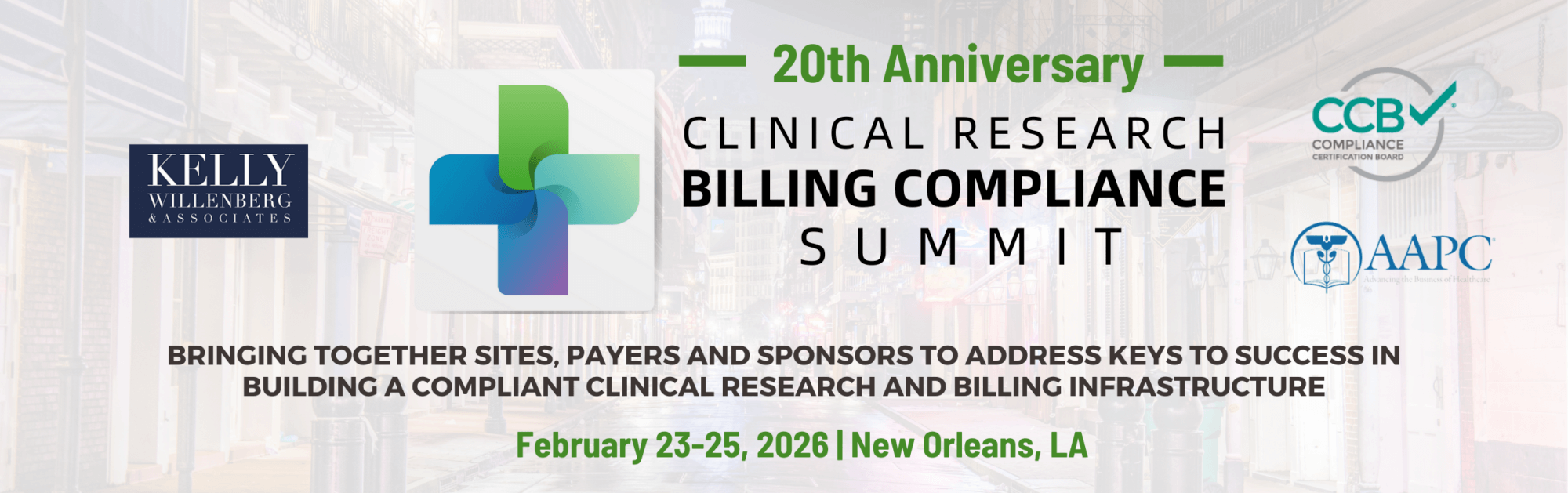 112W26-Mobile-Hero Hero banner of Clinical Research Billing and Compliance Summit, Bring together Sites, Payer and Sponsors to Address Keys to Success in Building a Solid Clinical Research and Billing Infrastructure, February 24-26, 2025. Wyndham Lake Buena Vista in Orlando, FL